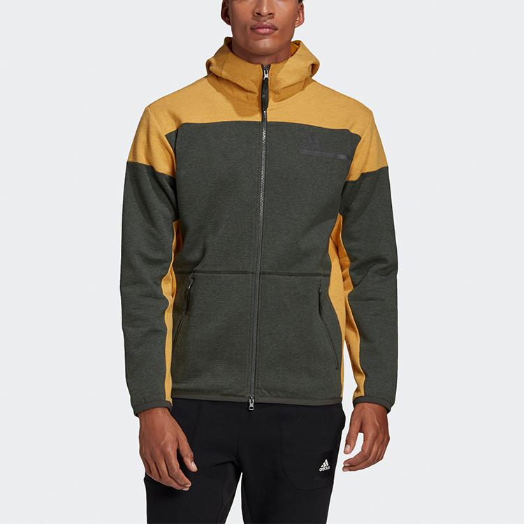 adidas ZNE FZ Зимняя теплая куртка с капюшоном на флисовой подкладке Мужские куртки Земляно-коричневые GU2079