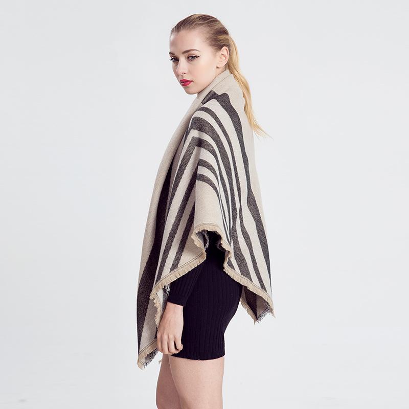 Autumn and Winter Genuine Geometric Pattern Soft Oblique Striped Scarf, Women's Shawl