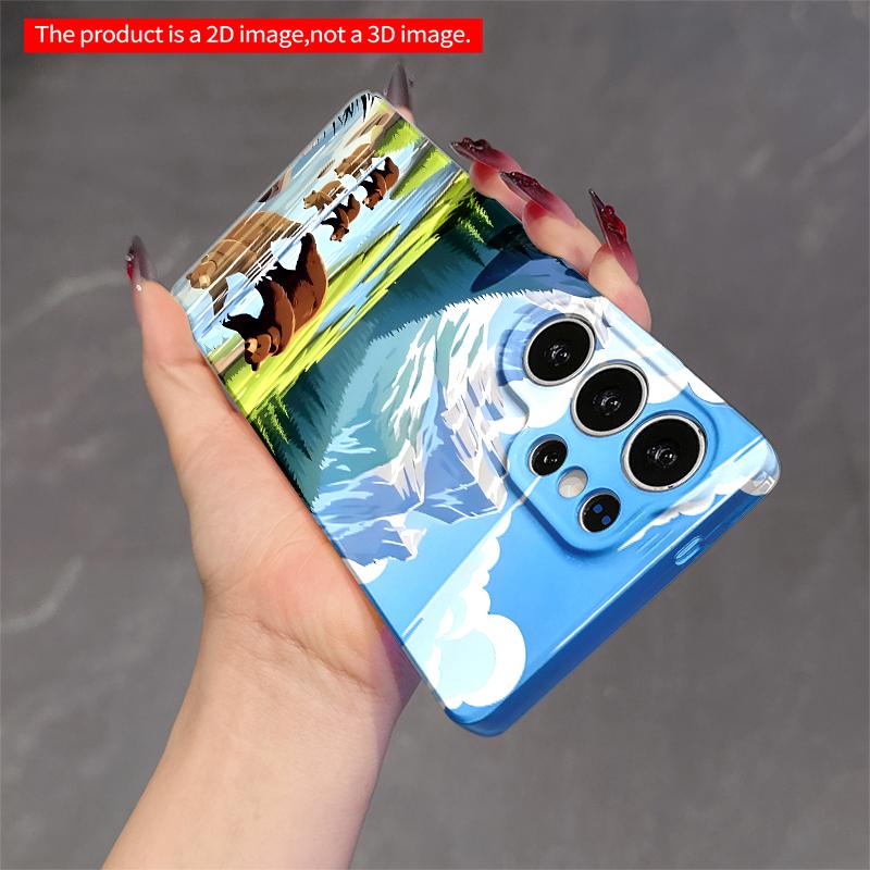 2DFlat Samsung phone case Mountain Bear Family River Scene Applicable to Galaxy S23 S24 S25ULTRA S26 A12 A14 A15 A16 A54 A55