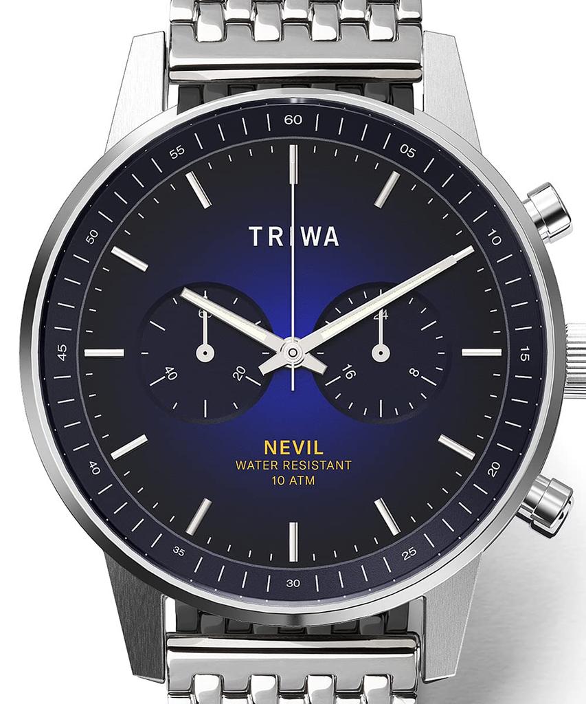 Часы TRIWA NEVIL Chronograph Blue Dial Silver Links Belt Bracelet Regular Import Sweden Scandinavia Design Mens NEST130-BR021212