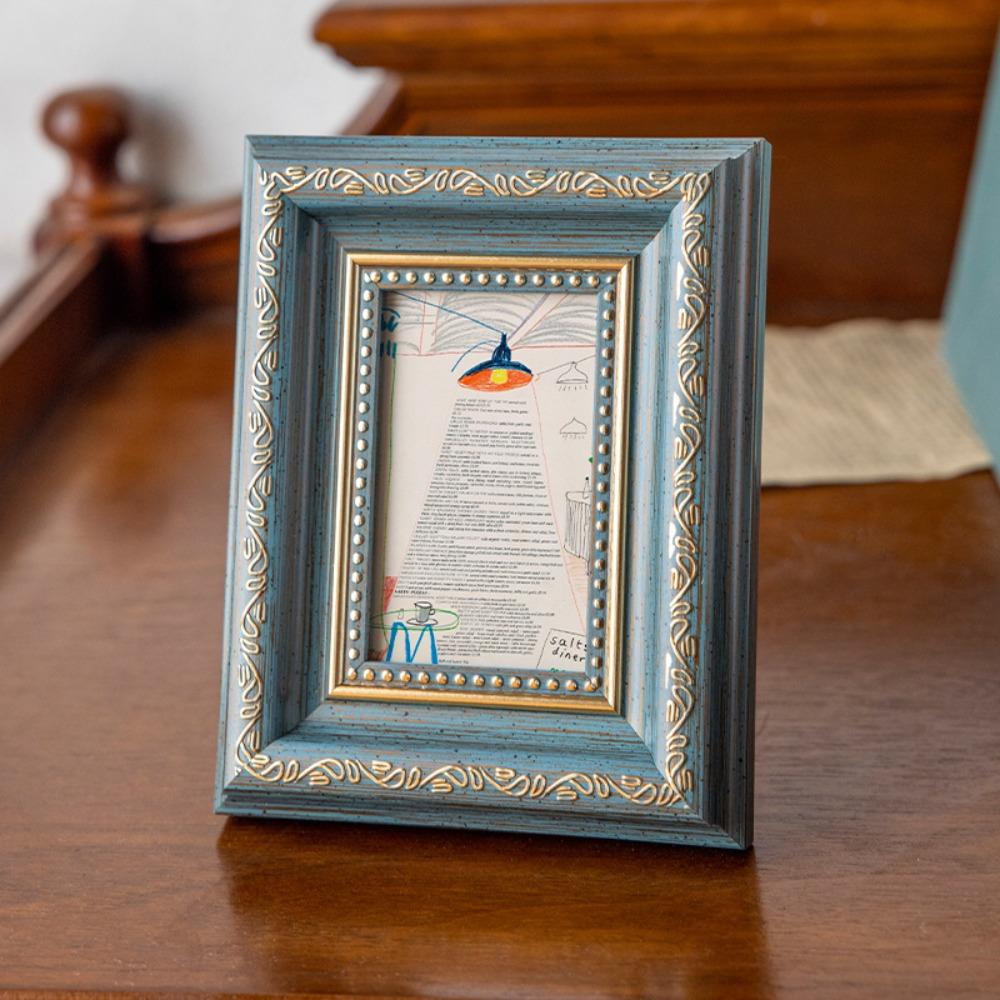 2PCS Mini Antique Picture Frames Rustic Photo Storage Frame Small Frame Desktop Photo Frame Bedroom