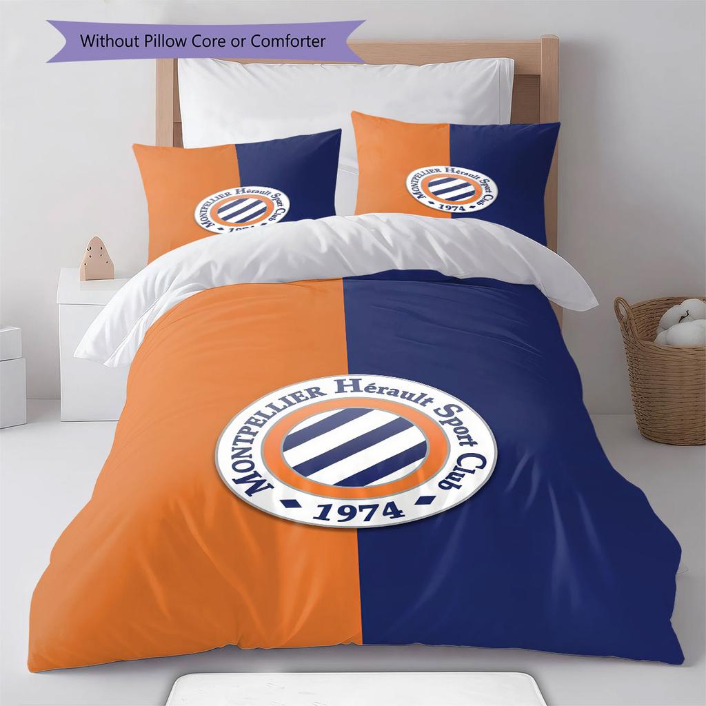 Montpellier HSC logo Bedding Quilt Set Quilt Cover Pillowcase Home Decoration Birthday Gift (1 * duvet cover + 2 * pillowcase, without core)