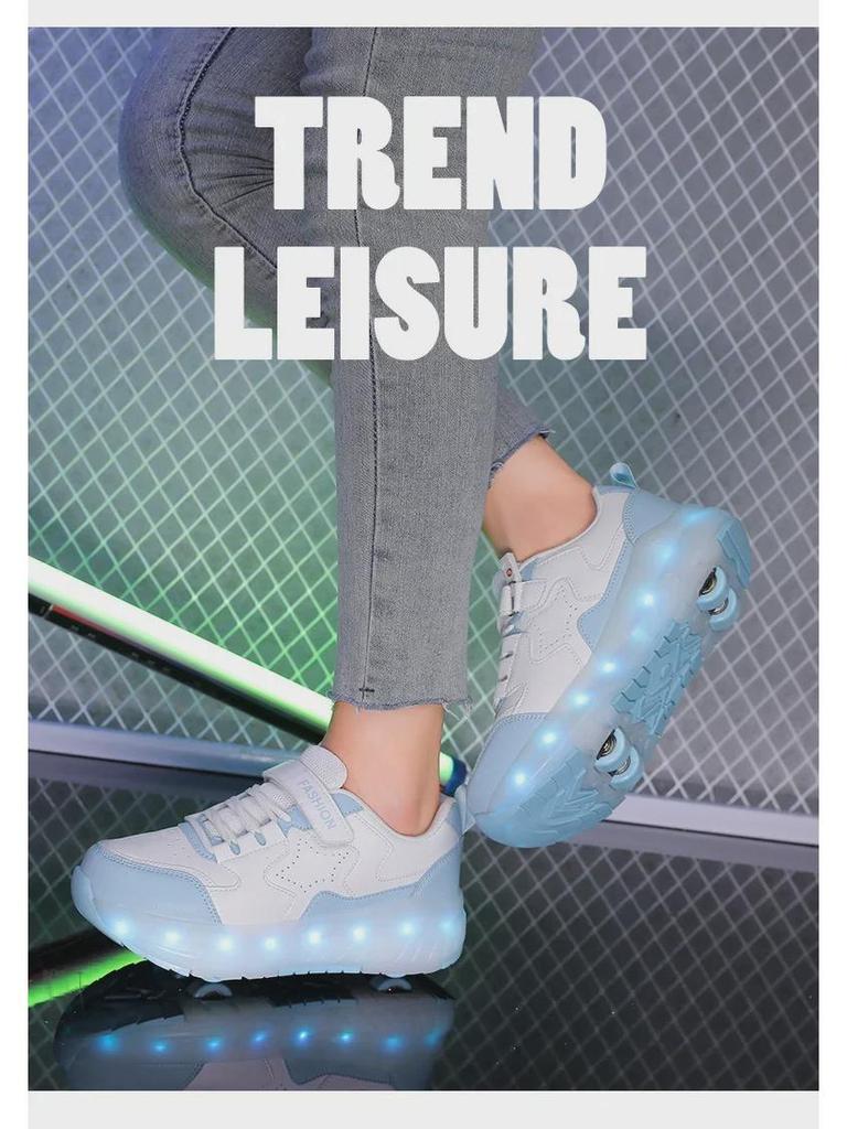 Детские 4-колесные роликовые коньки двойного назначения для мальчиков и девочек - двухрядные коньки