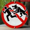 D Flat D Flat Pc Aggressive Pet Round Aluminum Sign Beware Metal Tin Sign Caution Signal X Round Aluminum Sign R