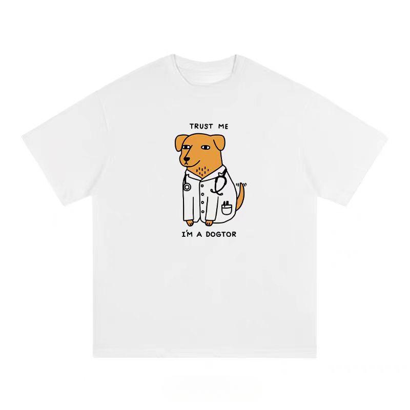 Футболка с коротким рукавом Fun Design Doctor Duck 2024, летняя, мужская и женская, повседневная футболка для пары в Instagram Trend