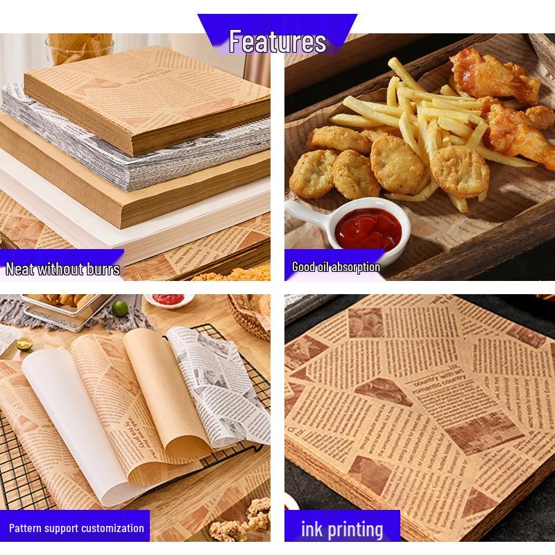 Oil-Proof Food-Grade Baking Paper: English Newspaper Design for Hamburgers and Placemat Use