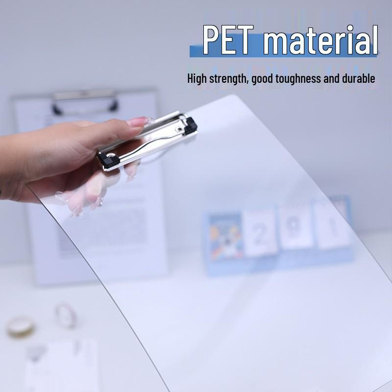 Thickened A4 Transparent PET Clipboard - Durable Document Holder for Office & Student Use