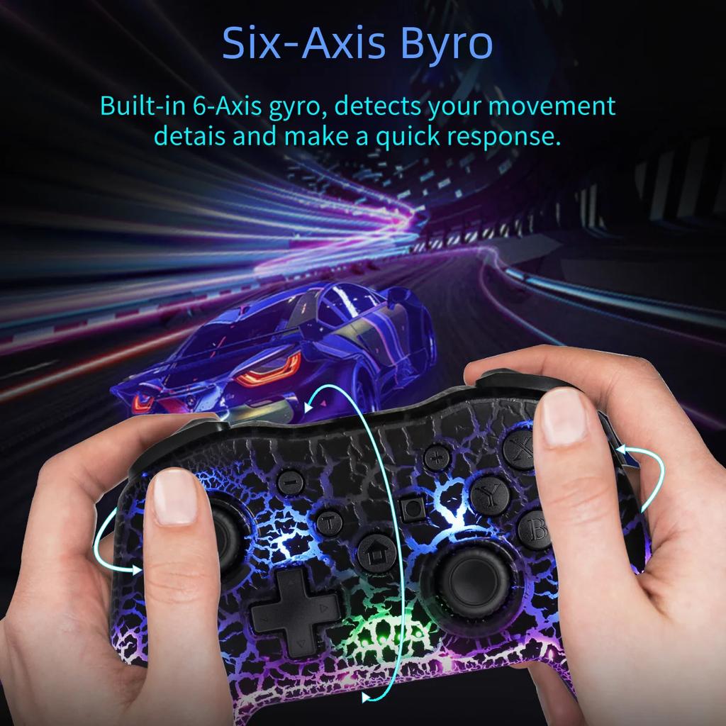 Беспроводной RGB Геймпад CRACK PROCESS для Nintendo Switch ТВ-приставки PS3 Джойстик Контроллер Шестиосевой Гироскоп Двойная Вибрация