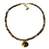 Western Region French Maillard Tiger Eye Stone Middle Aged Earstuds Vintage High End Double Sided Lock Retro Jewelry