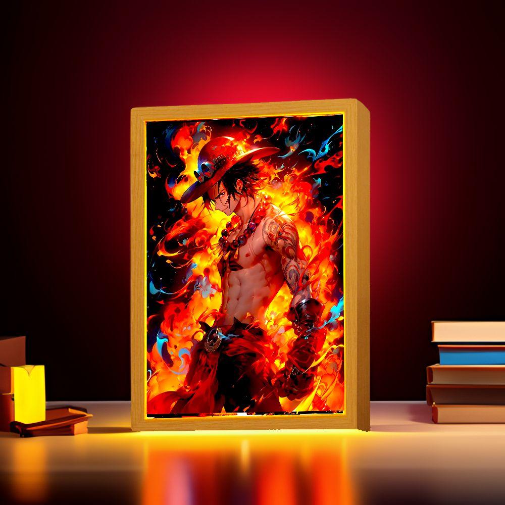 Аниме Фигурка One Piece Фото Рамка Световая Кисть Фигурки Действия Зоро Луффи Светодиодный Ночник Декор Комнаты Рождественские Подарки Лунная Лампа