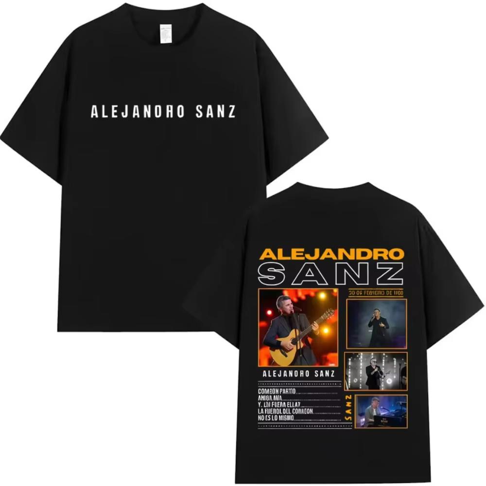Singer Alejandro Sanz Graphic Fashion Tshrit Summer Harajuku T Shirts Gothic Men pure Cotton Tshirt Casual Retro Tee Fans Gift