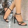 Fashion 2025 New Sexy Sandals Women Pointed Patent Leather Cross Ankle Straps Thin High Heels Party Street Style Shoes Heeled Sandales