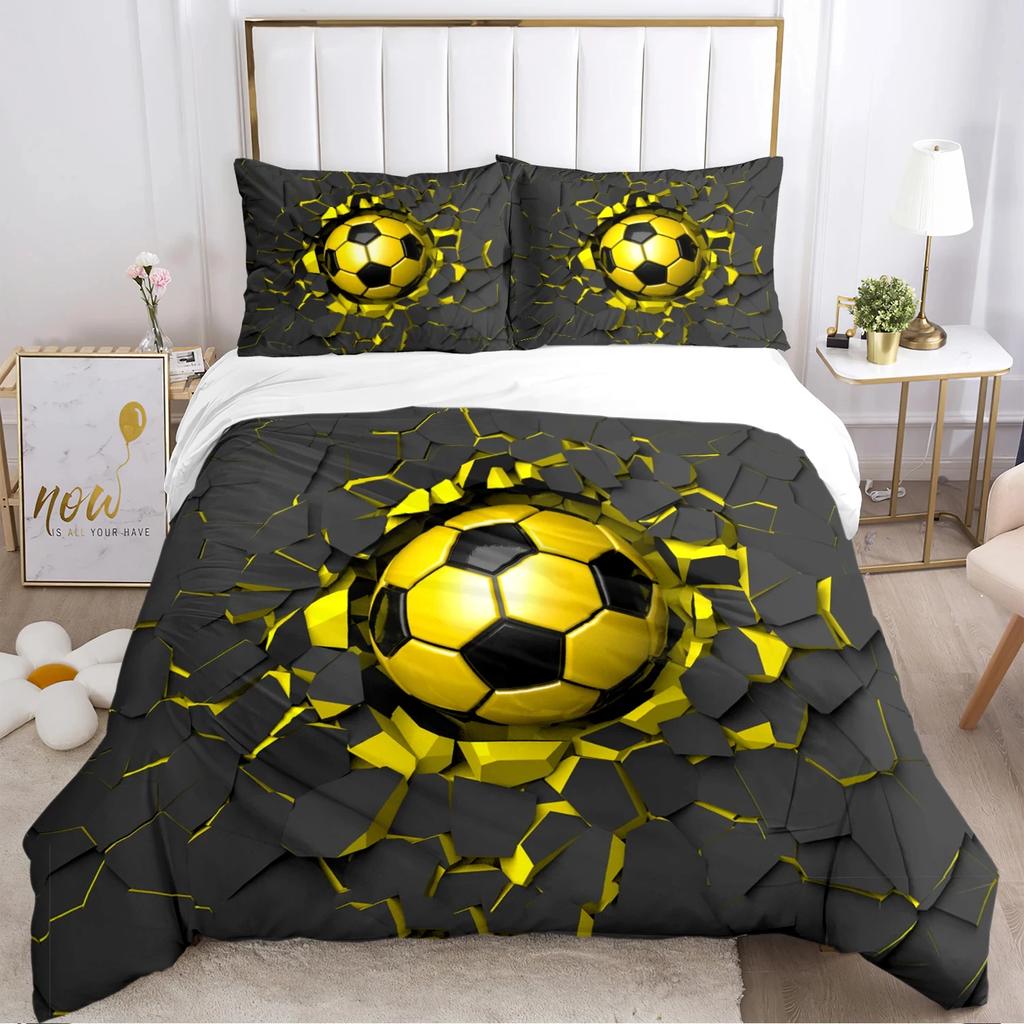 Мягкий комплект постельного белья с пододеяльником Футбол Мягкий теплый одеяло Комплекты постельного белья плюс наволочки для Teens, Односпальный/Двуспальный/Квин/Кинг Удобный пододеяльник Наволочка