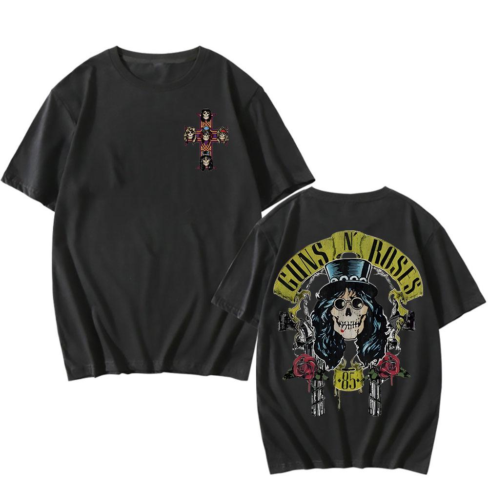 Guns N Roses T Shirt Cartoon Print Harajuku Grunge Tee-shirt Camisetas Heavy Metal Music Cotton Tshirt Ropa Hombre Punk Clothing