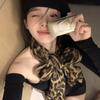 Classic Leopard Print Scarf Soft Thin Women's Wrap Shawls Elegant Y2k Silk Scarf  Female