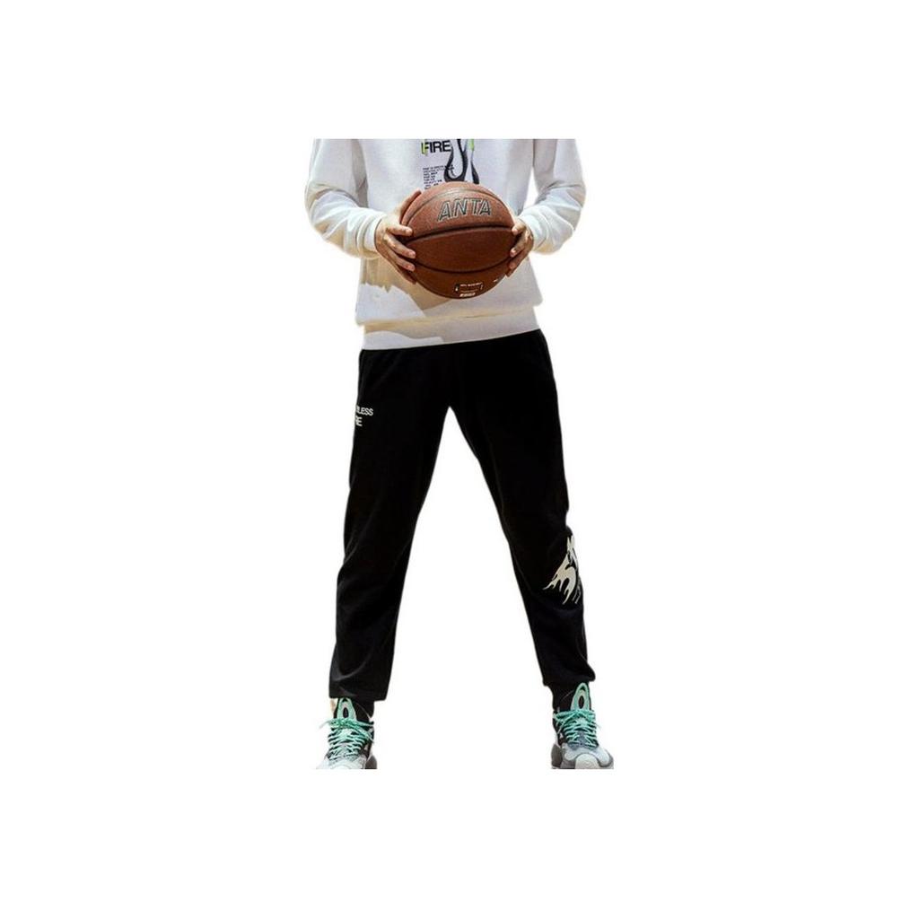 Anta Спортивные брюки с эластичным поясом и манжетами на логотипе, мужские брюки, черные 152131326-1