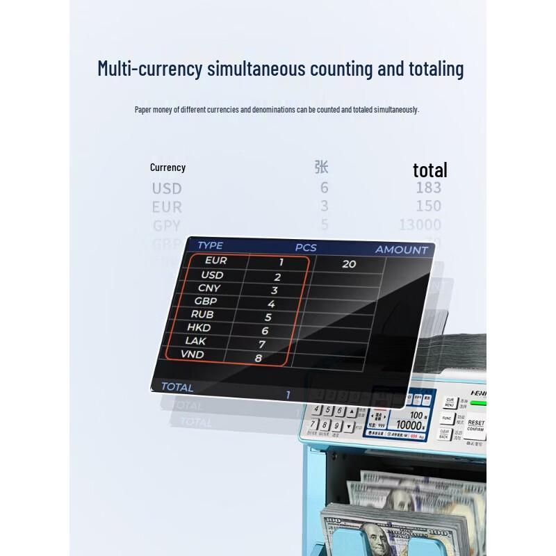 Henry S130 Multi-Currency Banknote Counter and Sorter CN plug (adapter included)