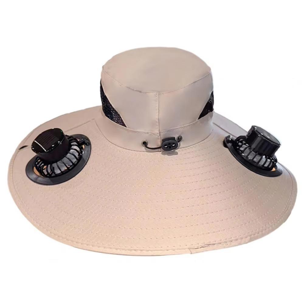 Removable Solar Fan Hat Dual Fan Fishing Bucket Hat Long Endurance Cooling Fisherman Hat Fishing