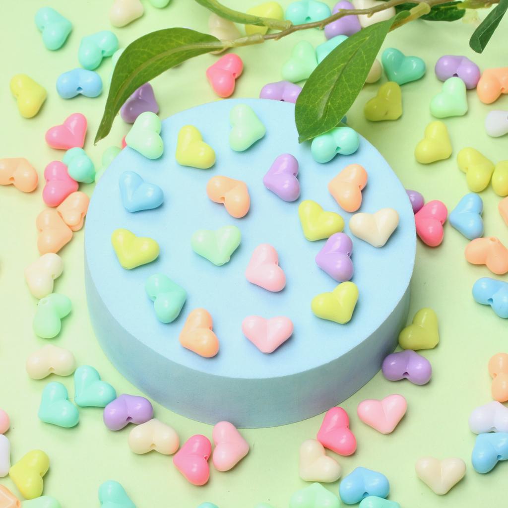 Ювелирные аксессуары цвета макарон, средние бусины в виде сердца, ожерелье, изготовление модных украшений «сделай сам», персиковый браслет, 20 шт., кремовый браслет