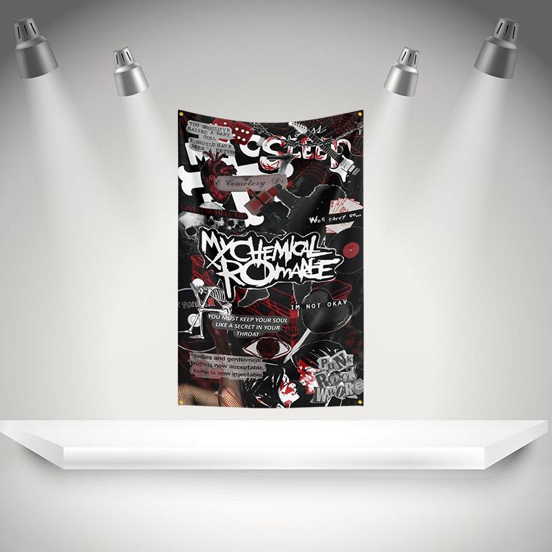 Флаг My Chemical Romance Рок-музыкальная группа Баннер HD Печать Гобелен Выставка, Фанаты музыкальной группы, Декор гаража
