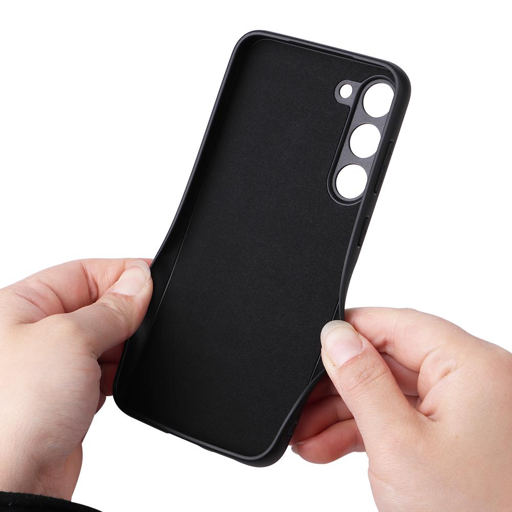 Для Samsung Galaxy S23 Текстурированный гибридный тонкий чехол из искусственной кожи Мягкий ТПУ Жесткий ПК Защитная накладка для телефона с подкладкой из ультрафибриллы