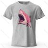 Pink Shark Cartoon Pattern Printed Short Sleeved Summer New Personalized Unisexs and Womens Casual Soft Skin Friendly Tshirt