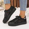 Women Shoes Fashion Summer Casual White Shoes Cutouts Lace Canvas Breathable Platform Flat Shoes Woman Sneakers