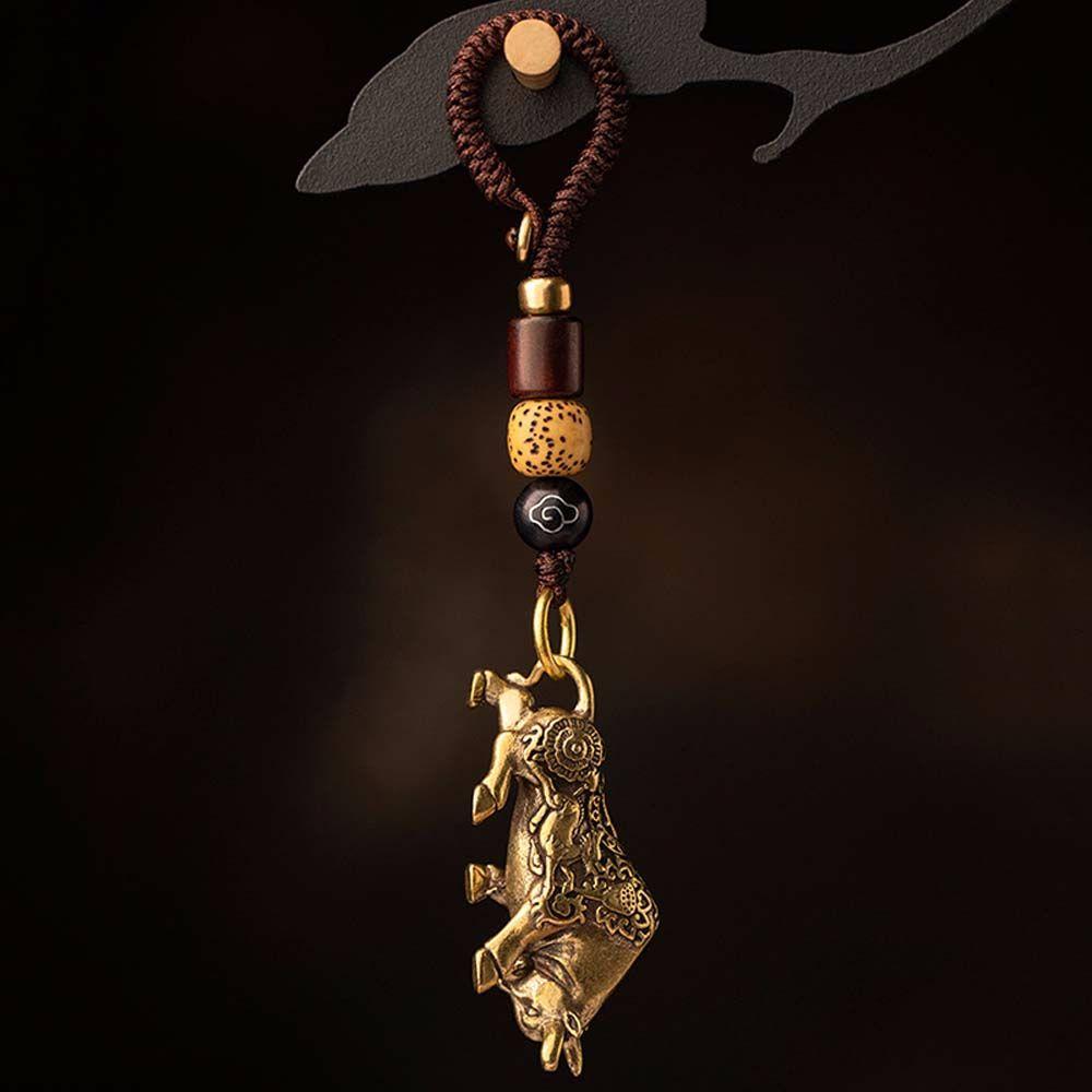 Accessories Lucky Rope Lanyard Pendants Bull Brass Key Rings Bag Keychain Car Key Chain Keyfob