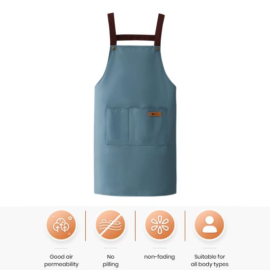 Waterproof Apron Large Pocket Oil-proof Dust-proof Kitchen Cooking Apron with Adjustable Strap Universal Chef Apron for Butchers Painters