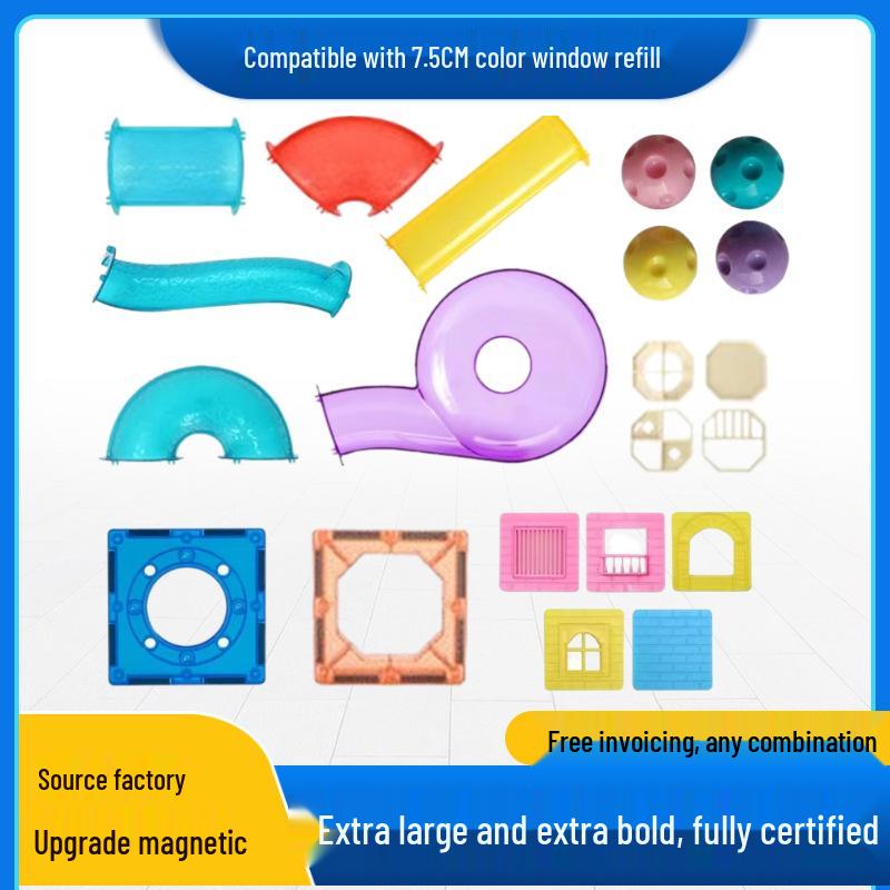 Translucent Magnetic Stained Glass Tile Refill: Children's Puzzle Building Blocks