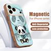 Чехол Синий Пальто с Рисунком Панды Для iPhone 17 Pro Max Магнитный Для Magsafe Покрытие с Ощущением Кожи Для iPhone 16 15 14 13 Pro Max