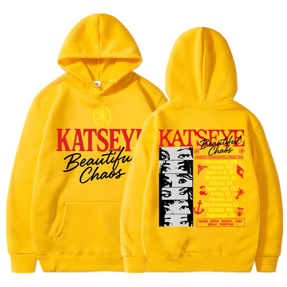 Kpop Katseye Beautiful Chaos Album Hoodie Fashion Hip Hop Vintage Harajuku Women Pullover Loose Sportwear Streetwear