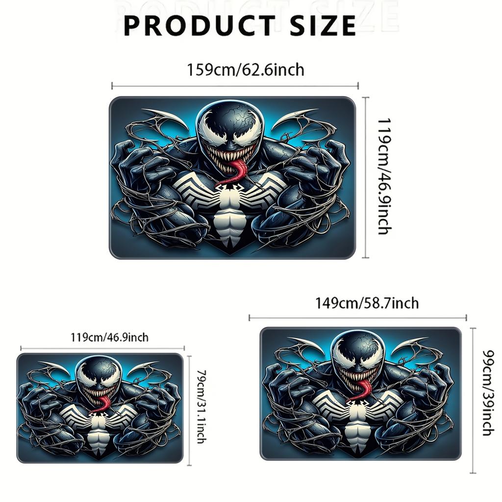 1 Authorized Marvel Venom Themed Printed Mat, a Rectangular Rug Made of Machine-Washable Flannel, Suitable As a Decorative Doo