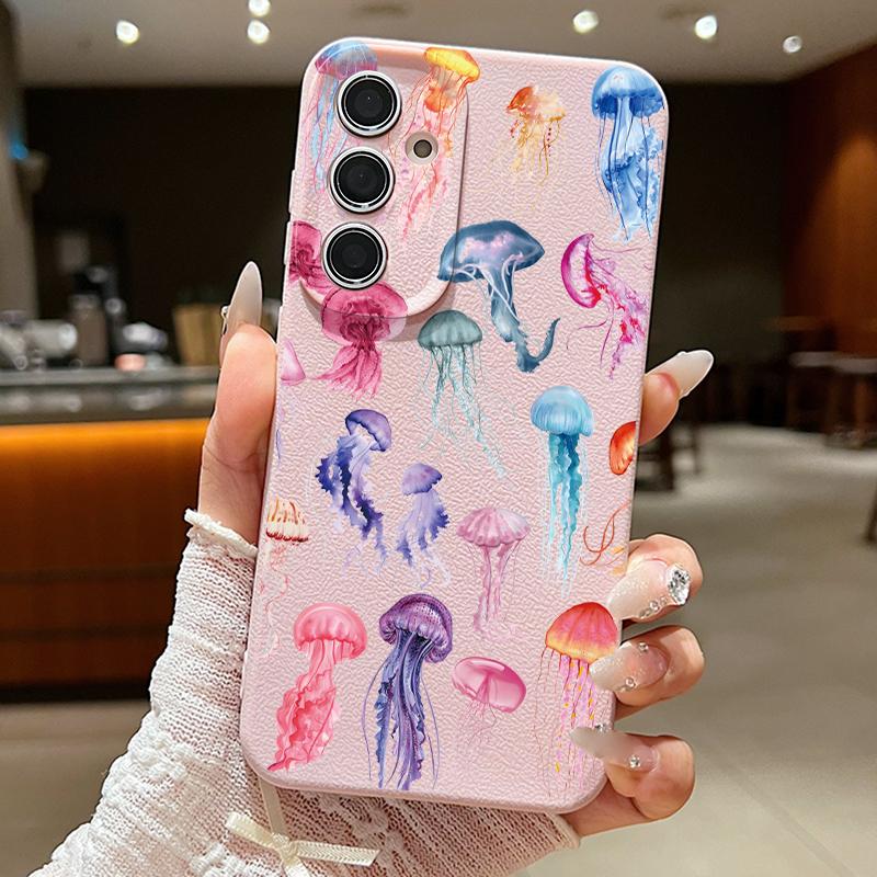 Летний чехол для телефона с морской тематикой для Samsung S26 S25 S24 Ultra S23 S22 S21 FE A15 A16 A17 A35 A36 A37 A54 A55 A56 A57 5G Мягкий чехол с текстурой кожи