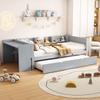 90*200Cm, Low Bed, with Pull-out Bed, with Desk, Three Shelves On the Side of the Bed, Gray