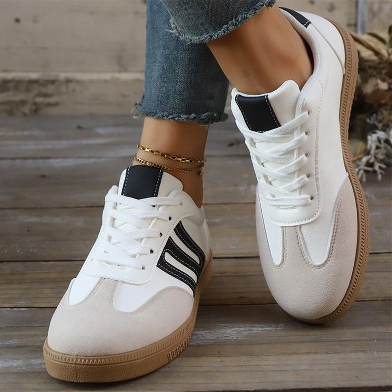 Классические лоскутные спортивные туфли Женские кроссовки на шнуровке с низким верхом Женские Весенне-осенние лаконичные Нескользящие Износостойкие туфли Женские