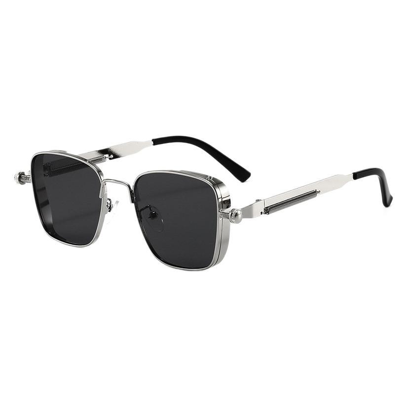 New popular retro box steampunk sunglasses metal texture European and American popular fashion personalized sunglasses