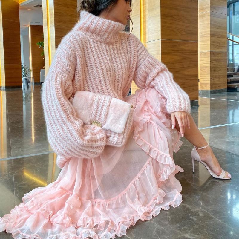 Водолазка, вязаные свитера, женские осенне-зимние теплые пушистые свитера большого размера, женские пуловеры с длинными рукавами, женские топы