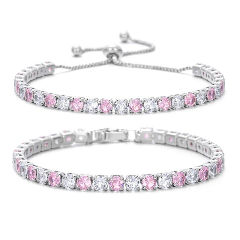 Adjustable Crystal Zircon Tennis Bracelet Women Geometric Design Multi-Color Alloy Jewelry Accessory