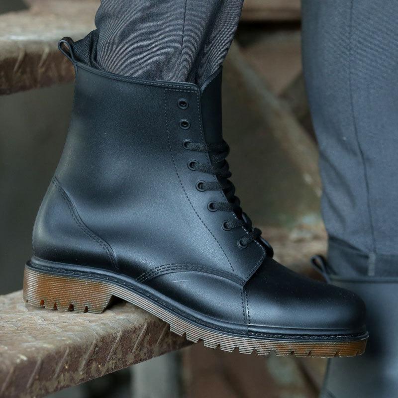 Мужские ботинки Мартин на шнуровке, короткие, модные, повседневные, нескользящие, дождевые, для рыбалки, спецодежда, шахтерские дождевые ботинки