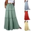 Женская модная цветная юбка с эластичной талией, свободная повседневная юбка макси с высокой талией и завязкой