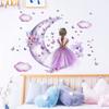 Girl Back Moon Butterflies Wall Stickers Kid Girls's Bedroom Decoration Baby Nursery Home Decor Living Room Wall Decal Posters