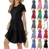 Women's Summer Ruffle Sleeve Round Neck With Pocket Solid Color Casual Dresses