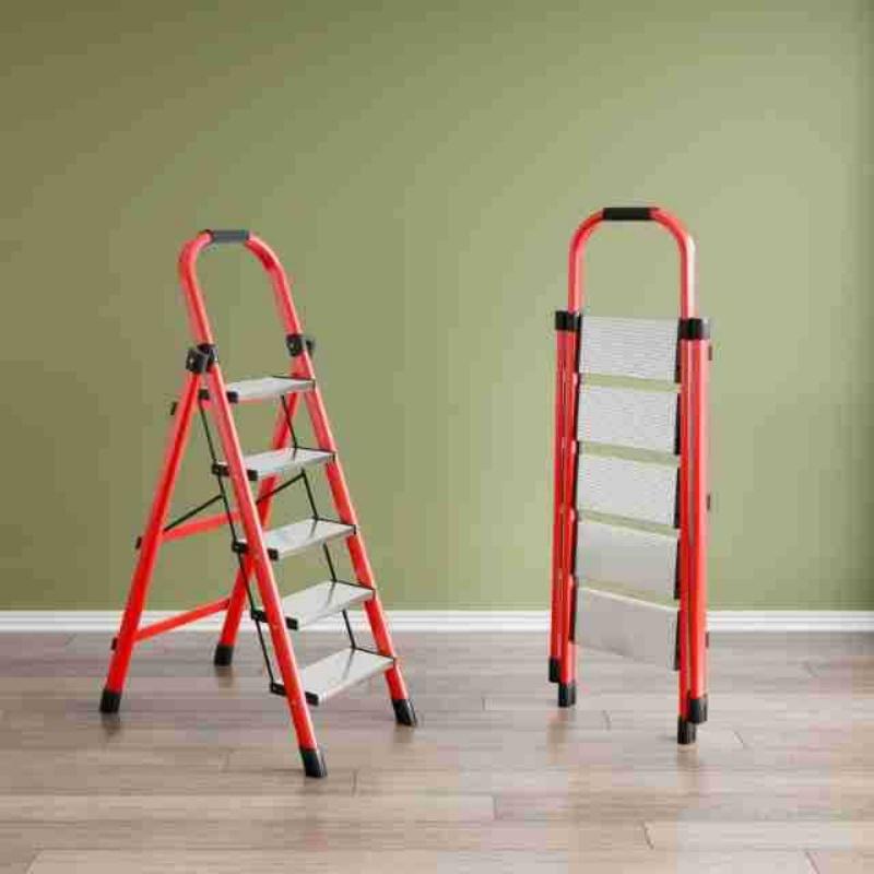 Indoor zigzag ladder, folding ladder, aluminum alloy pedals, mobile staircase, portable storage, multifunctional step ladder