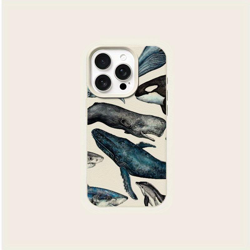 Ретро чехол для телефона с узором кита, подходит для телефонов серий iPhone 17, 16, 15, Plus, Pro, Max - идеален для использования в качестве подарка