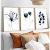 Watercolor Flower Poster Abstract Ink Blue Leaf Wall Painting Art On Canvas Modern Minimalist Image  Mural Roomdecoration