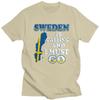 Mens Sweden Is Calling T Shirt Short Sleeve Cotton Tshirts Valentines Day Gift Casual Sweden Flag Tee Loose Fit Clothing