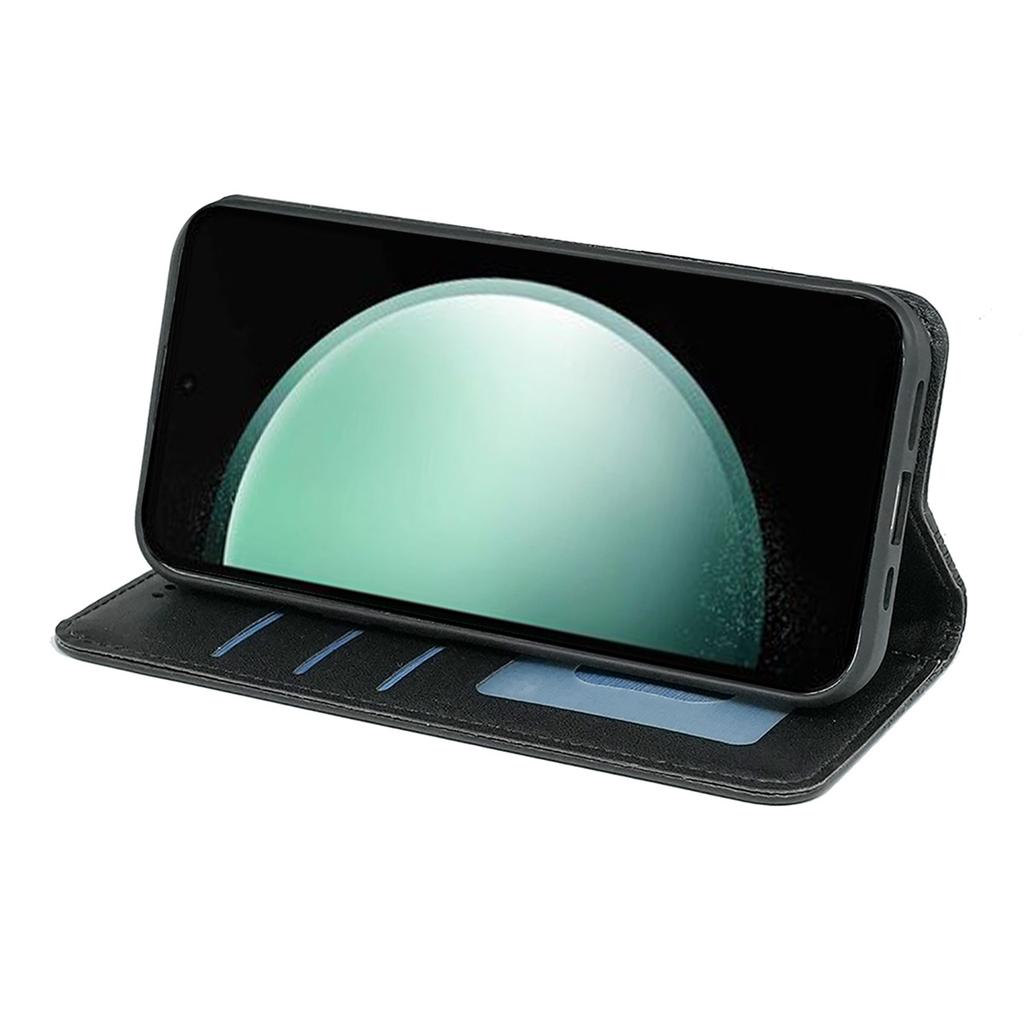 For Samsung Galaxy S24 FE Wallet Phone Case Strong Magnetic Checkered Pattern Imprint Leather Flip Cover