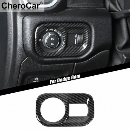 Carbon Fiber Headlight Switch Button Cover Trim For Dodge Ram 1500 2018 19