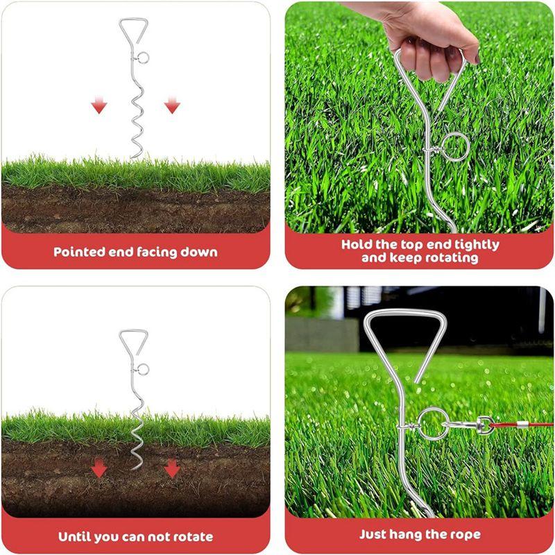 Practical-Dog Tie Out Cable And Stake, 10M Outdoor Dog Leash For Runnin,Camping,With 16Inch Heavy Duty Dog Anchor Spiral Stake